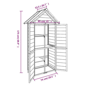 vidaXL Garden Tool Shed Grey 89x52.5x175 cm Solid Wood Pine