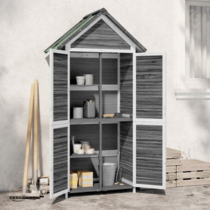 vidaXL Garden Tool Shed Grey 89x52.5x175 cm Solid Wood Pine