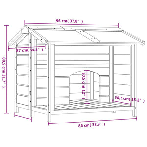 vidaXL Dog Kennel Grey 96x87x80.5 cm Solid Wood Pine