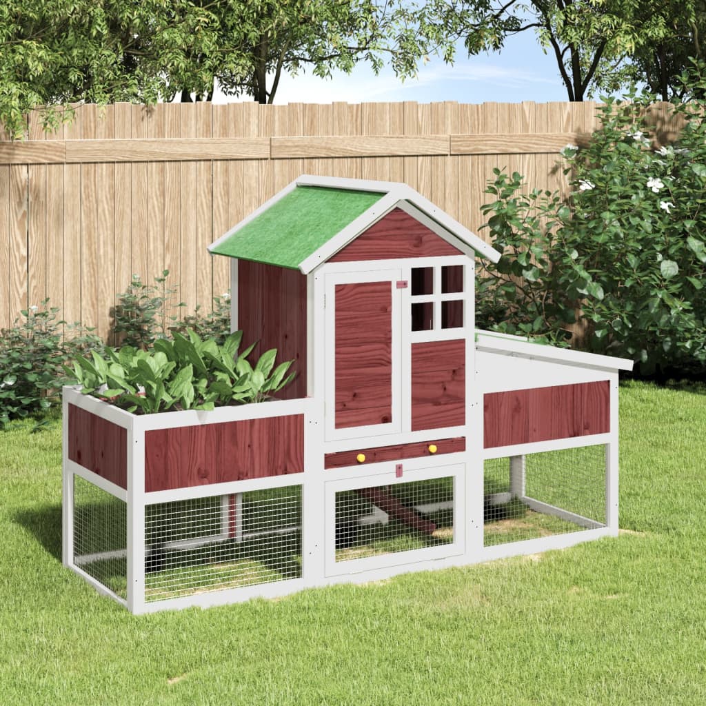 vidaXL Rabbit Hutch Mocha 170x63x113 cm Solid Wood Pine