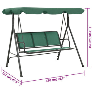 vidaXL Garden Swing Bench Green 170 cm Textilene and Steel