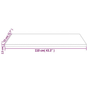 vidaXL Table Top 110x55x2.5 cm Solid Wood Pine Rectangular