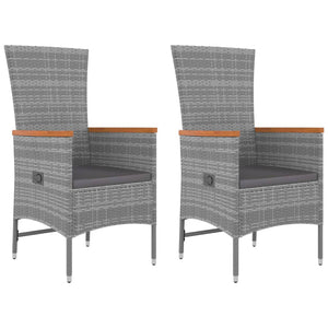 vidaXL 3 Piece Garden Lounge Set Grey Poly Rattan&Solid Wood Acacia