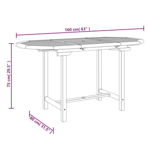 vidaXL Extending Garden Table 110-160x80x75 cm Solid Wood Teak