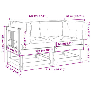 vidaXL Corner Sofas with Cushions 2 pcs Grey Solid Wood Pine