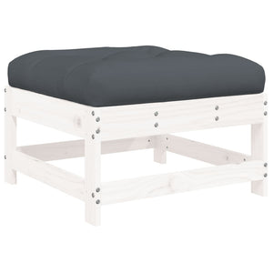 vidaXL Garden Footstool with Cushion White Solid Wood Pine