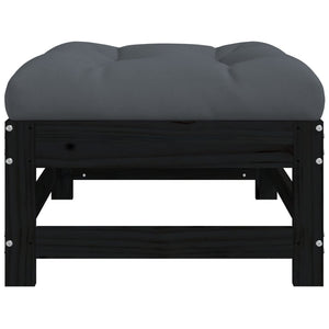 vidaXL Garden Footstool with Cushion Black Solid Wood Pine