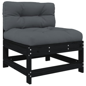 vidaXL 3 Piece Garden Lounge Set with Cushions Black Solid Wood