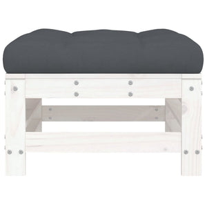 vidaXL Garden Footstool with Cushion White Solid Wood Pine