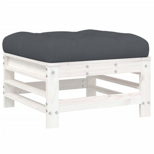 vidaXL Garden Footstool with Cushion White Solid Wood Pine