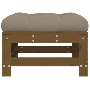 vidaXL Garden Footstool with Cushion Honey Brown Solid Wood Pine