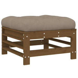 vidaXL Garden Footstool with Cushion Honey Brown Solid Wood Pine