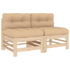 vidaXL Middle Sofas with Cushions 2 pcs Solid Wood Pine