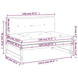 vidaXL Middle Sofa White 120x80 cm Solid Wood Pine