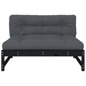 vidaXL Middle Sofa Black 120x80 cm Solid Wood Pine