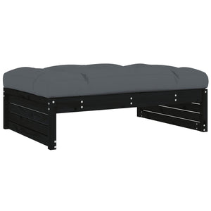 vidaXL Garden Footstool Black 120x80 cm Solid Wood Pine