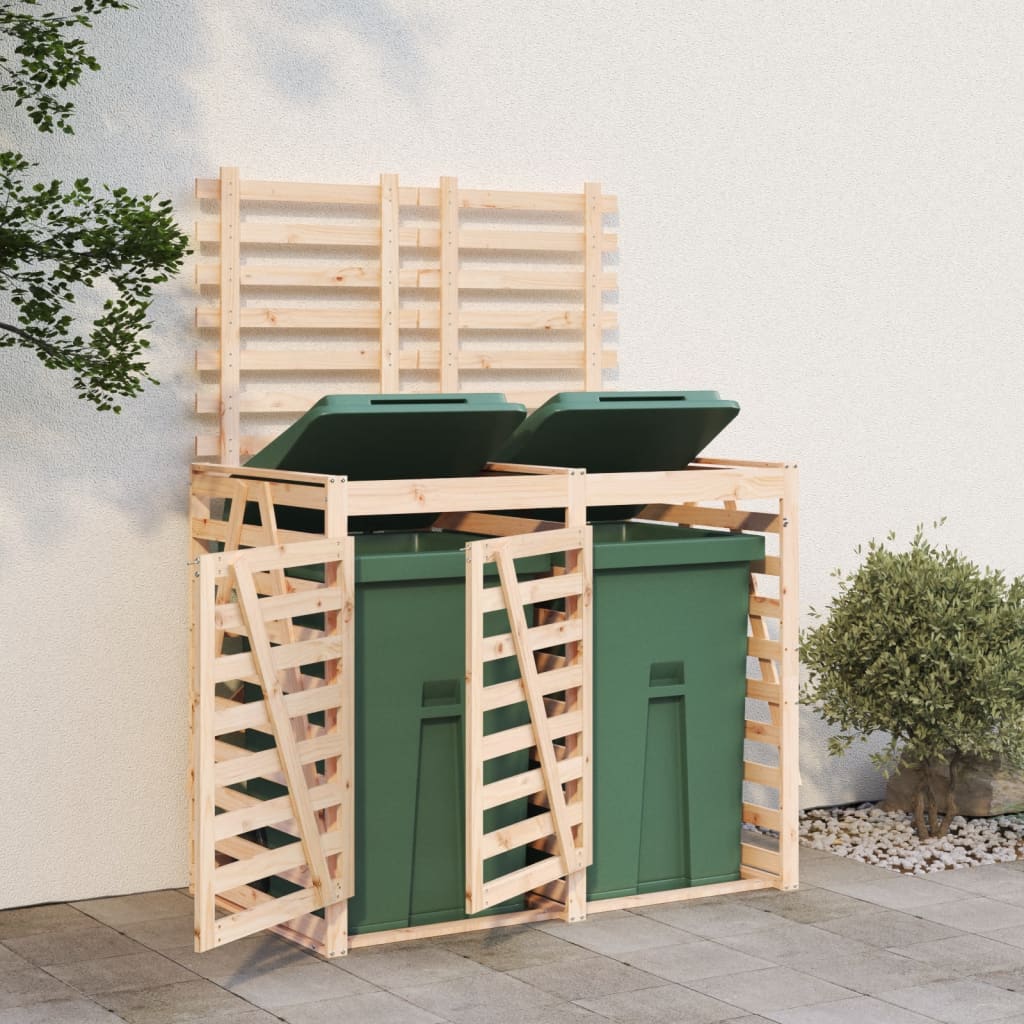 vidaXL Double Wheelie Bin Storage Solid Wood Pine