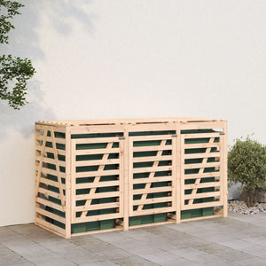 vidaXL Triple Wheelie Bin Storage Solid Wood Pine