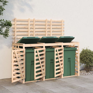 vidaXL Triple Wheelie Bin Storage Solid Wood Pine