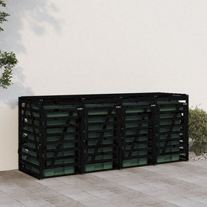 vidaXL Quadruple Wheelie Bin Storage Black Solid Wood Pine