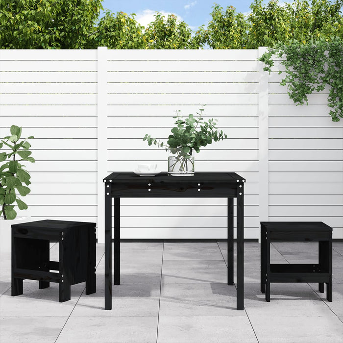 vidaXL 3 Piece Garden Bistro Set Black Solid Wood Pine