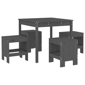 vidaXL 5 Piece Garden Dining Set Grey Solid Wood Pine