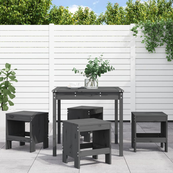 vidaXL 5 Piece Garden Dining Set Grey Solid Wood Pine