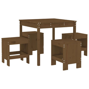 vidaXL 5 Piece Garden Dining Set Honey Brown Solid Wood Pine