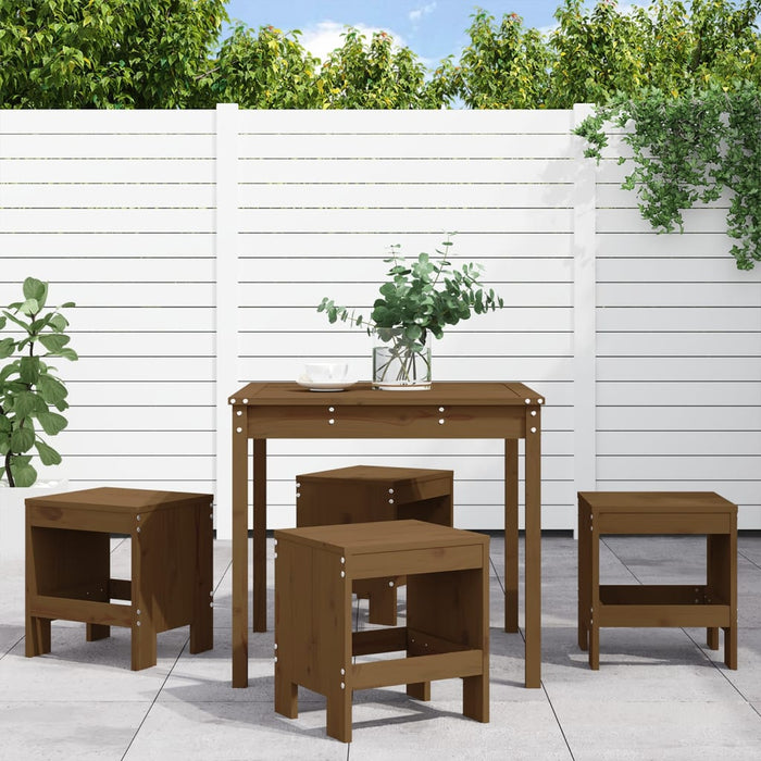 vidaXL 5 Piece Garden Dining Set Honey Brown Solid Wood Pine