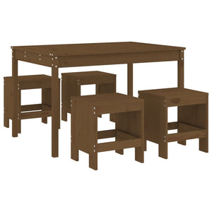 vidaXL 5 Piece Garden Dining Set Honey Brown Solid Wood Pine