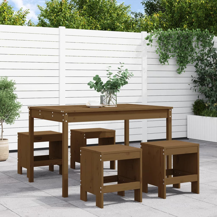 vidaXL 5 Piece Garden Dining Set Honey Brown Solid Wood Pine