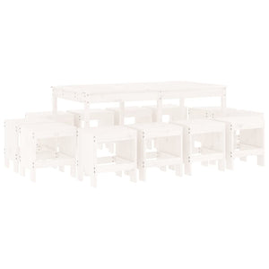 vidaXL 13 Piece Garden Dining Set White Solid Wood Pine