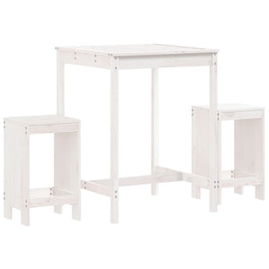 vidaXL 3 Piece Garden Bar Set White Solid Wood Pine