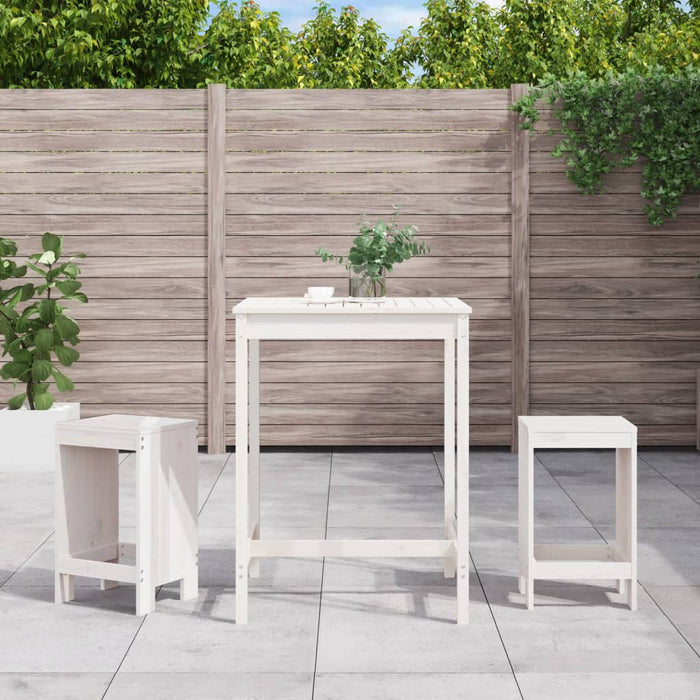 vidaXL 3 Piece Garden Bar Set White Solid Wood Pine