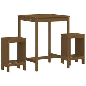 vidaXL 3 Piece Garden Bar Set Honey Brown Solid Wood Pine