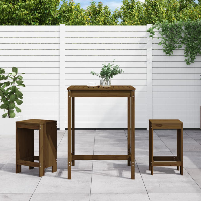 vidaXL 3 Piece Garden Bar Set Honey Brown Solid Wood Pine