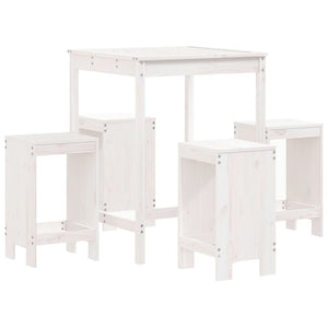 vidaXL 5 Piece Garden Bar Set White Solid Wood Pine