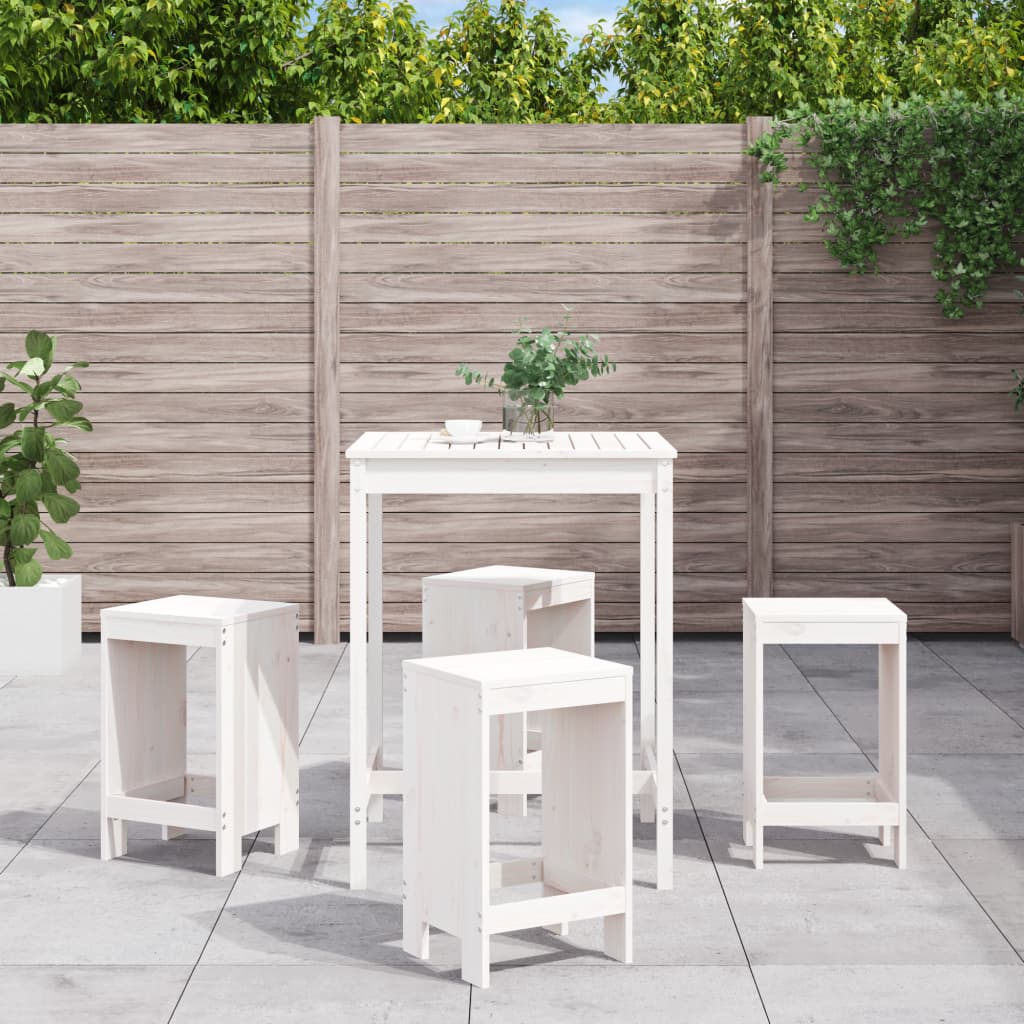 vidaXL 5 Piece Garden Bar Set White Solid Wood Pine