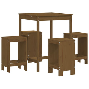 vidaXL 5 Piece Garden Bar Set Honey Brown Solid Wood Pine