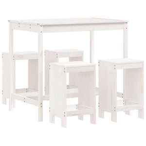 vidaXL 5 Piece Garden Bar Set White Solid Wood Pine