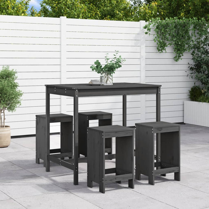 vidaXL 5 Piece Garden Bar Set Grey Solid Wood Pine