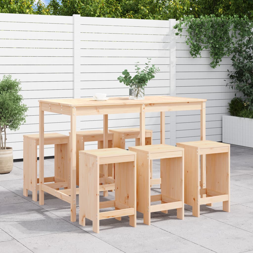 vidaXL 7 Piece Garden Bar Set Solid Wood Pine