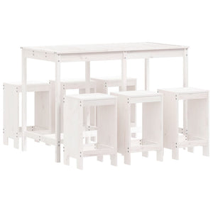 vidaXL 7 Piece Garden Bar Set White Solid Wood Pine