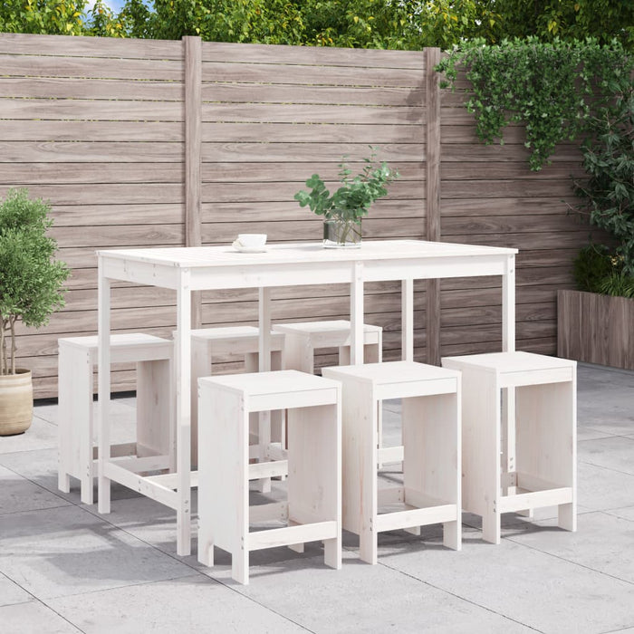 vidaXL 7 Piece Garden Bar Set White Solid Wood Pine