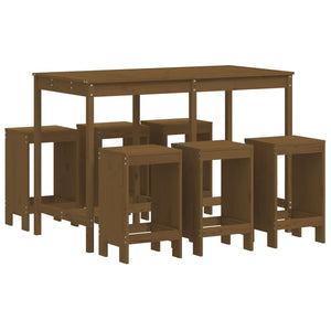 vidaXL 7 Piece Garden Bar Set Honey Brown Solid Wood Pine