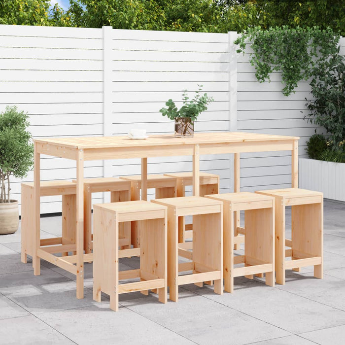 vidaXL 9 Piece Garden Bar Set Solid Wood Pine