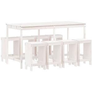 vidaXL 9 Piece Garden Bar Set White Solid Wood Pine