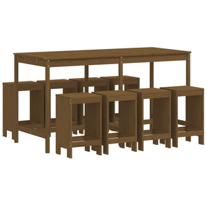 vidaXL 9 Piece Garden Bar Set Honey Brown Solid Wood Pine