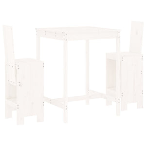 vidaXL 3 Piece Garden Bar Set White Solid Wood Pine