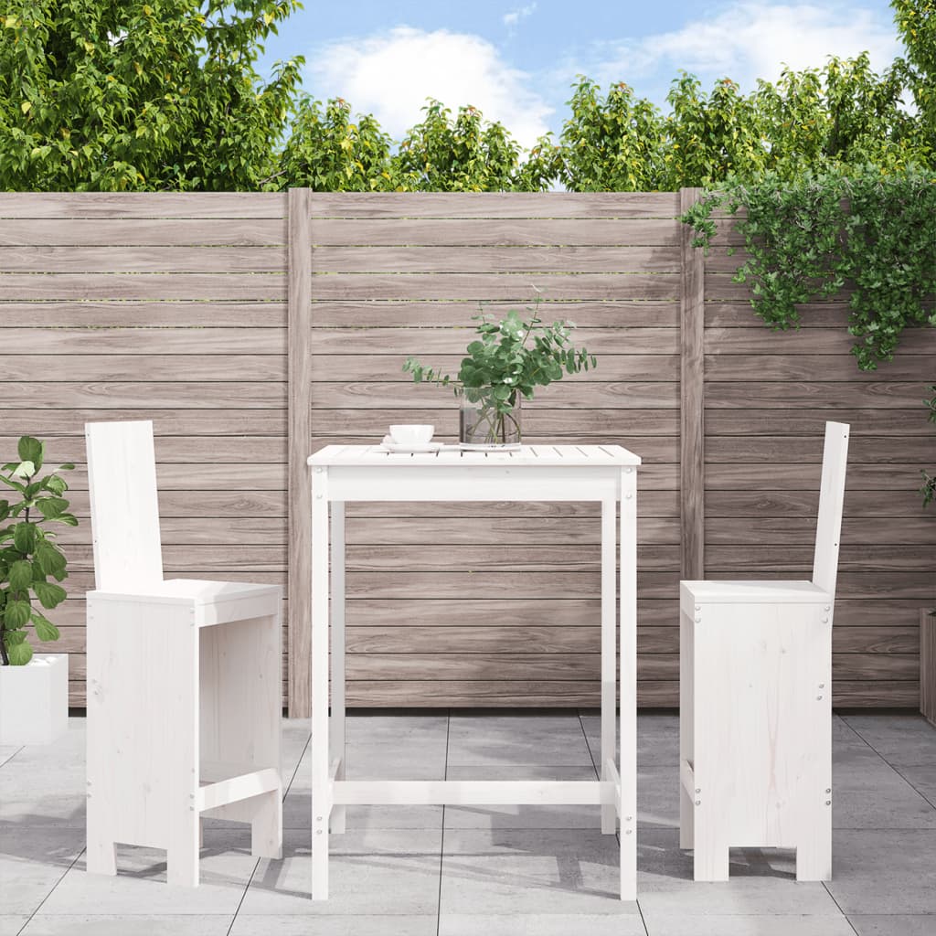 vidaXL 3 Piece Garden Bar Set White Solid Wood Pine